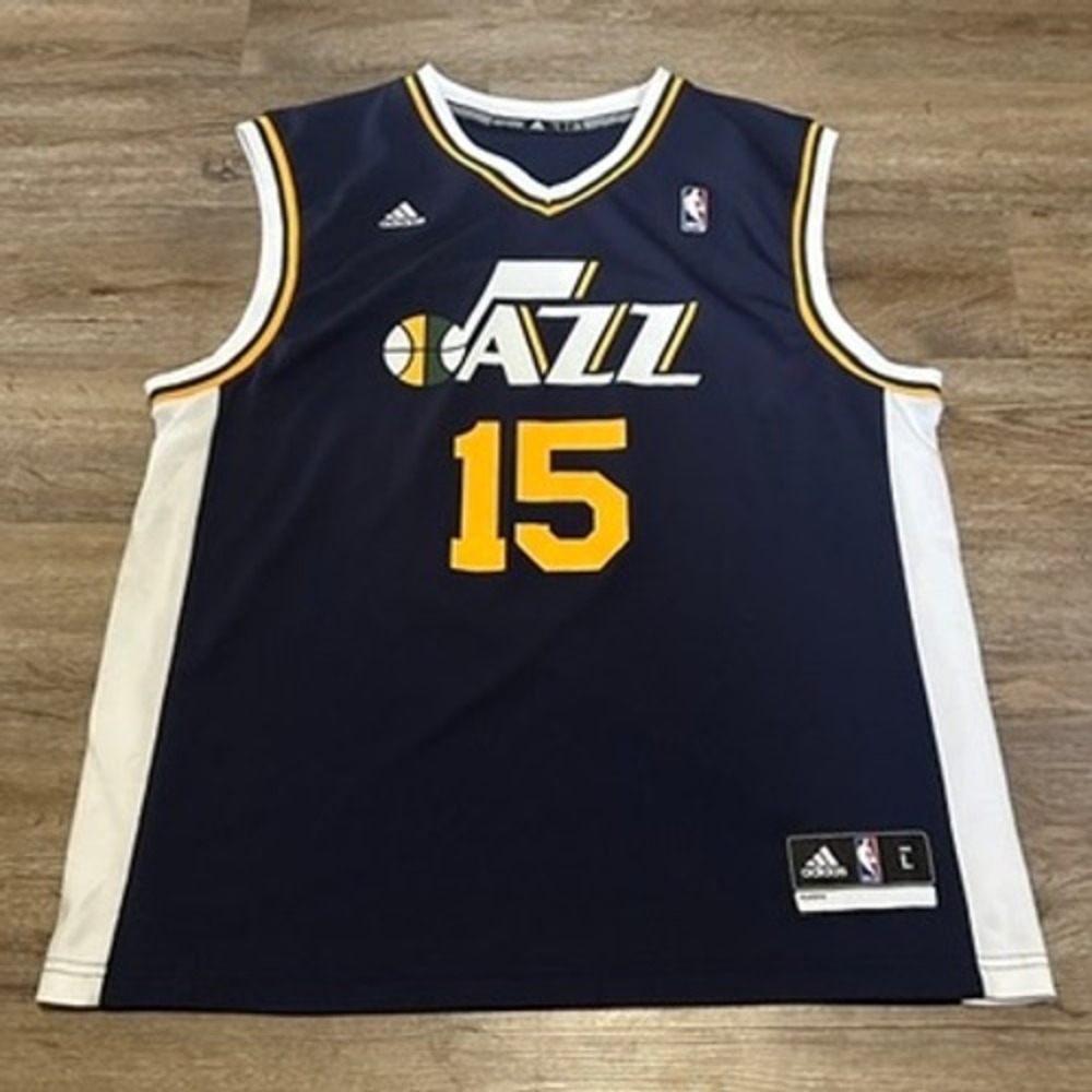 Adidas Utah Jazz Derrick Favors 15 NBA Jersey Mens Large Navy Blue 7818A 14‎